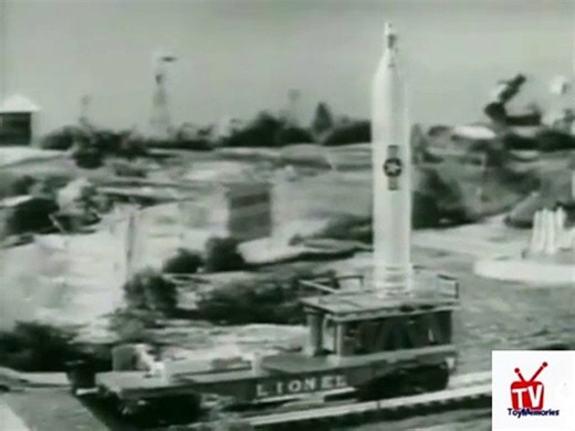 1960s Lionel train - Mercury space launch - railroad car TV commercial
