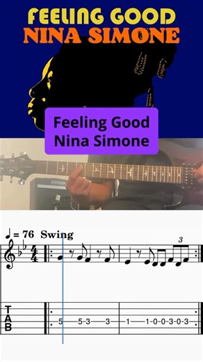 Max Guitar Lessons on Instagram: "🤘 Top 5 one finger and/or one string riffs! 🤘 No.2 : Feeling Good - Nina Simone Maybe one of the greatest riffs of all time. And you can learn how to do swing rhythms from it! With this lesson, you can play this with only one finger! As usual, it’s ideal to use all your four fingers to fret different notes on the neck or jump to different positions, but if you’re looking for a quick easy song the doesn’t put all your fingers through pain at the beginning, this