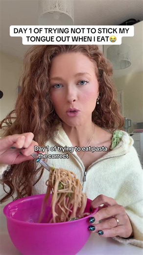 Trying Not to Stick My Tongue Out While Eating Pasta