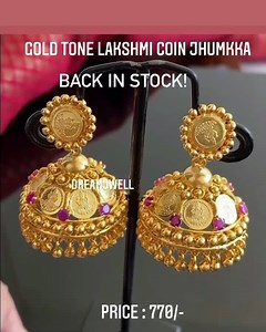 1.1K views · 20 reactions | Dm to order or use this link https://dreamjwell.com/products/beautiful-gold-tone-lakshmi-coin-ruby-earrings-dj32058 All type of payment options available #mattjewellery #dreamjwell #coinjhumka #coinjewellery #kaasujhumkas #goldtonejhumka | DreamJwell | Facebook