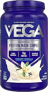 Vega Protein Made Simple Protein Powder, Vanilla - Stevia Free, Vegan, Plant Based, Healthy, Gluten Free, Pea Protein for Women and Men, 2.2 lbs (Packaging May Vary) (Pack of 1)