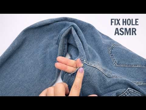 Denim Repair ASMR | Sewing Fix Sounds | No Talking — Fixing a Hole (#01)