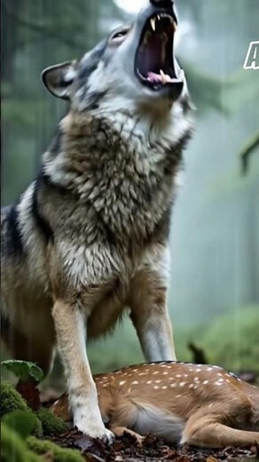 wolves roar and eat deer #wolves #deer #animals #ai #jungle