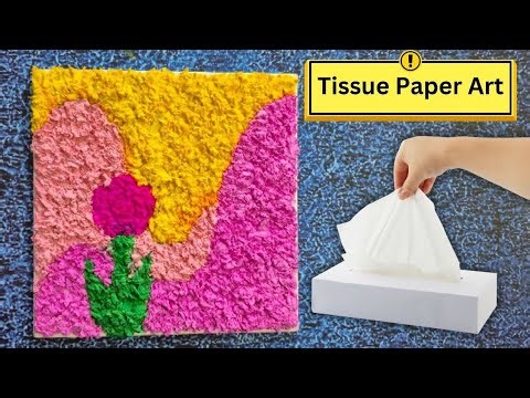 How To Do Tissue Paper Art On Canvas DIY! Amazing Colourful Flower Design