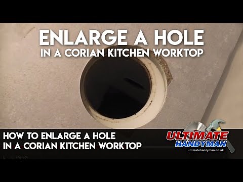 How to enlarge a hole in a Corian kitchen worktop | install pop up socket