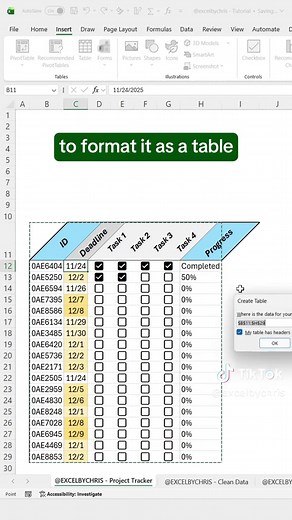 How to create a dynamic project tracker in Excel! #excel #spreadsheet #corporate