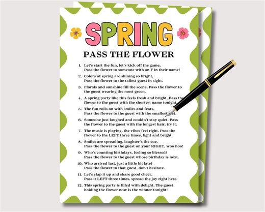 Pass the Flower, Fun Spring Pass the Prize Game for Kids Adults, Spring Party Games, Kids Spring Games, Pass the Gift, Spring Activities - Etsy Canada