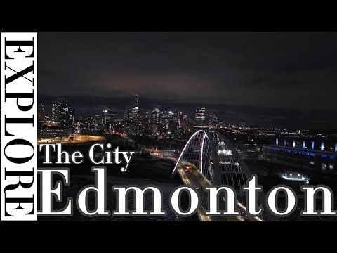 Stunning 4K Drone Footage of Edmonton's Downtown at Night - A Skyline Glow