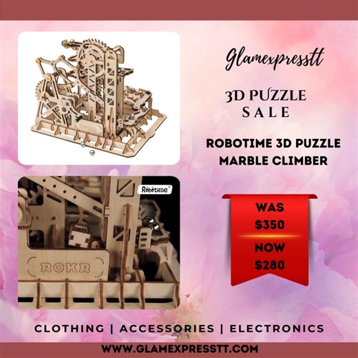 glamexpresstt Robotime 3D Puzzle Marble Climber 𝐒𝐀𝐋𝐄 𝐏𝐑𝐈𝐂𝐄: 𝐖𝐀𝐒: $𝟑𝟓𝟎 𝐍𝐎𝐖: $𝟐𝟖𝟎 PIECES: 233 ASSEMBLY TIME: 6 HOURS DIFFICULTY: 4 STARS ASSEMBLED SIZE: H: 25.5cm, W: 22.9cm, D: 20.4cm Challenge yourself by building this marble run 3D wooden puzzle set, and watch the marbles climbing to the top again and again! | Glamexpresstt