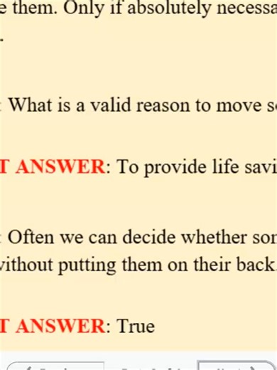 FDLE FIRST AID Practice Questions & Answers (with Explanations) Question 1 What is the first action an officer should take when approaching an injured person? A. Begin CPR B. Control bleeding C. Ensure scene safety D. Check for broken bones ✅ Correct Answer: C Explanation: Officer safety comes first. You must ensure the scene is safe (traffic, weapons, fire, hazards) before providing care. Question 2 Which condition is the most immediate life-threatening? A. Minor burns B. Severe bleeding C. Spr