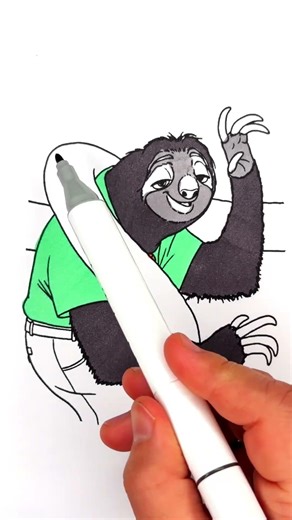 Relaxing Sloth Coloring Satisfying Cartoon Art | ASMR Shorts