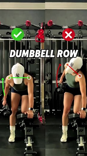 Dumbbell Bent Over Row 🔥 Common Mistake: Twisting the torso and letting the shoulder of the working arm tilt upwards shifts tension off the lats and increases spinal stress. Keep your torso square and chest parallel to the floor for proper engagement and safer reps #lats #backworkout #back #fitness | Ariel Yu
