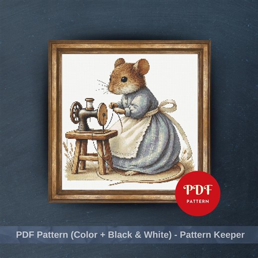 Sewing Mouse Cross Stitch Pattern,vintage Cottagecore Embroidery Design,needlepoint Chart,easy Cross Stitch PDF Pattern,instant Download,diy - Etsy