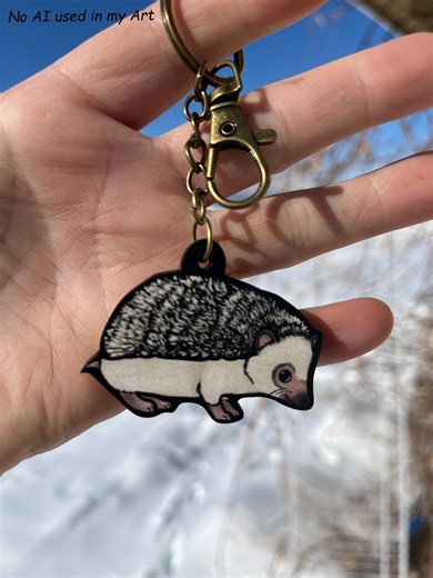 Hedgehog Animal Wood Animal Keychain: Gift for Zookeepers, Teacher, Vet Tech, Veterinarians Cute Non AI Animal Art - Etsy