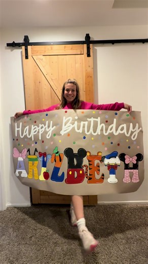 custom disney character name banners! book now!! over on my IG @ BANNERSBYBRI4 $55! #handpaintedbanner #banners #oc #sahm #disney