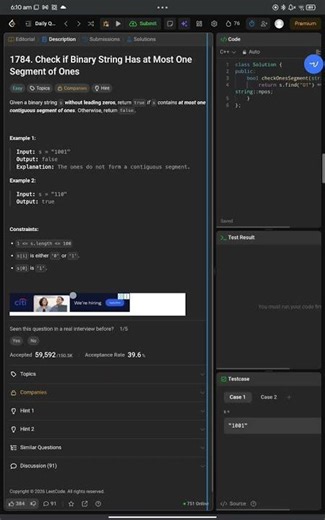 LeetCode 1784 | One Line Trick 🔥 | Binary String Problem | C++