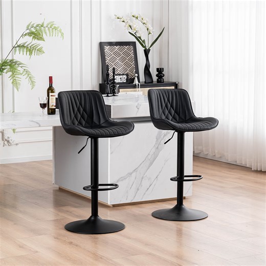 Hokku Designs Zager Swivel Adjustable Height Bar Stools, Leather Upholstered Counter Stools, Modern Pub Stool & Reviews | Wayfair