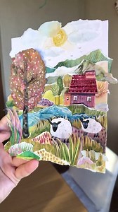 Original Landscape Paper Collage Art: Hand-painted Mixed Media, Collectible Wall Art - Etsy