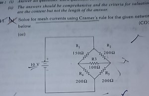 Solve for mesh currents using Cramer's rule for the given netwo... | Filo