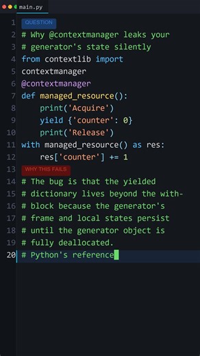 You Wrote This Bug Too: Why @contextmanager leaks your generator's state silently