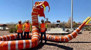 TxDOT unveils traffic barrel sculptures to encourage work zone awareness