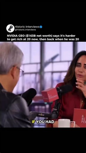 Historic Interviews 🎤 on Instagram: "How did one guy end up powering the future? This clip brings attention to Jensen Huang, and it’s wild to remember how unglamorous the beginning actually was. Nvidia wasn’t built as a trillion-dollar AI giant. It started as a risky graphics chip company in the 90s, fighting for survival while betting everything on GPUs when most of the industry didn’t fully get their potential yet. Huang’s entire philosophy was long-term thinking. He pushed Nvidia to obsess o