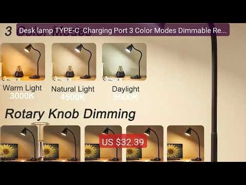 Desk lamp TYPE-C Charging Port 3 Color Modes Dimmable Reading... — Best Buy 2026 | Great Quality!