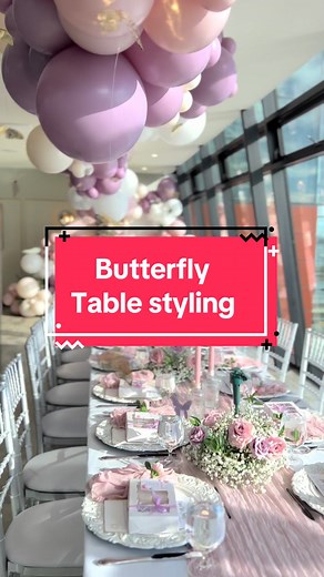 Butterfly themed table styling for a baby shower it’s the smallest details in your event that the clients and their guests are going to remember. We cam along these Centerpieces a while ago in a tiktok and the theme was winnie the pooh and they looked amazing so if you know the creator tag them. From the moment i saw them i knew that i would use thrm in an event and they were perfect especially with the butterfly theme. #b#butterfly#butterflythemebabyshowerb#butterflycenterpiecesb#balloonstylist