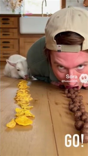 Baby goat VS Man Race 😂