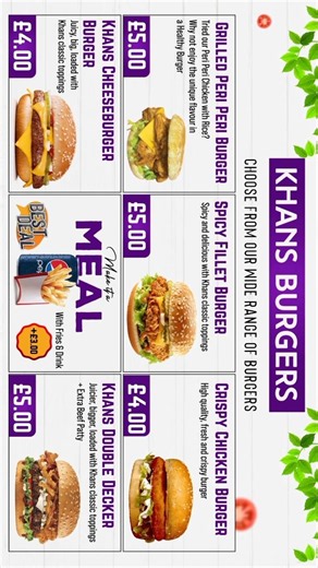 Modern Restaurant Menu Board & Animated Screen Menu Design