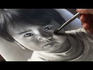 How to draw portrait with charcoal powder - ASMR drawing