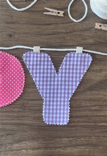 Stringing my Happy Birthday fabric banner! ❤️🪡🧵#easysewing #sewinginspo #sewingproject #creatorsearchinsights