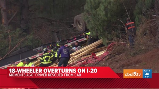 WATCH: See the moment the driver of an 18-wheeler was rescued from the cab after it flipped over in a wreck on I-20. FULL DETAILS: https://www.cbs19.tv/article/news/local/18-wheeler-overturns-on-i-20-near-lindale-drivers-urged-avoid-area/501-2194f911-5437-41d8-b8c9-313a5d18b77c?utm_medium=social&utm_source=facebook_KYTX_CBS19 | KYTX CBS19