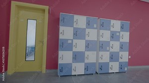 These colorful lockers offer students a practical and stylish solution for storing their personal belongings, such as books, bags, and jackets.