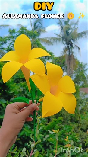DIY golden trumpet Flower using paper 🌼✨ Paper Flower making ✨ #craft #paperflower #youtubeshorts
