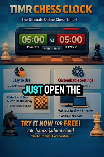 Free Online Chess Clock Timer ♟️ | Play Timed Chess Anywhere #chess #timer #onlinechessclass