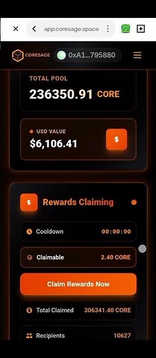 Coresage | Claiming 2.4 CORE per Day | OKX Wallet