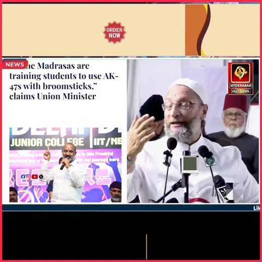 Karimnagar ka MP bol raha hai ki Madraso'n mein AK47 chalana sikhaaya jata hai to suno Karimnagar ke MP, Raja Ram Mohan Roy aur Munshi Premchand ne madraso'n se taaleem haasil ki thi aur angrezo'n ke khilaaf Musalmano'n ne madraso'n se jihad ka fatwa jaari kiya tha: #AsaduddinOwaisi #Aimim #asaduddinowaisi #asadowaisi #BJP #Karimnagar #MP #Madarsa #Owaisi #darussalam #hyderabad | Hyderabad 24X7 News
