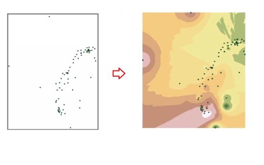 ArcGIS如何将观测值Excel表插值成等值面