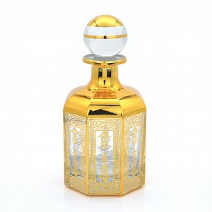 [Hot Item] Arabic Luxury Big Style Eco-Friendly Handmade Perfume Glass Bottle Hand Drawing Gold Decoration Perfume Bottles 500ml