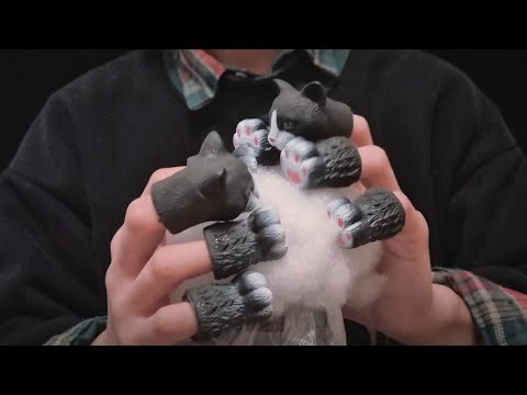 Puppet ASMR 🐈‍⬛️ Rainy Night, Sleep Tight 🌧💤 Cotton Rubbing & Soothing Blows (No Talking)
