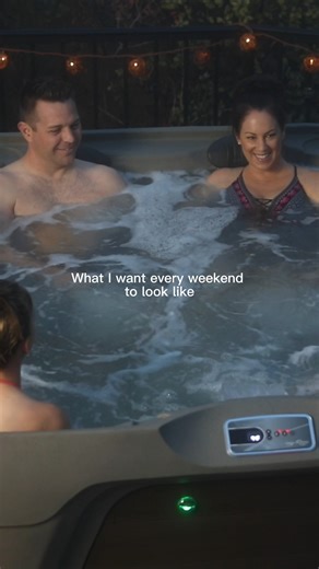The vibes every weekend: 💧😌✨👨‍👩‍👧‍👦 [Spa Shown: Azure Premier with Brown Cabinet and Sand Shell] #FreeflowSpas #FreeflowFriday | Freeflow Spas