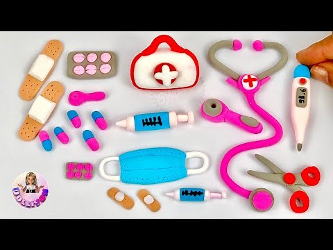 DIY How to Make Polymer Clay Miniature Doctor Set | DIY Easy Polymer Clay tutorial Mini Medical Kit