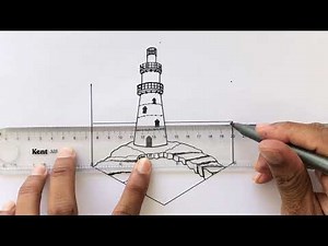 How to Draw a Landscape Scenery with Lighthouse