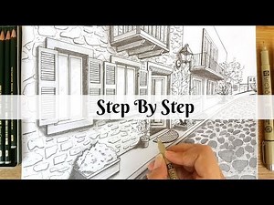 How To Draw An Old Street Using Two Point Perspective | Step By Step