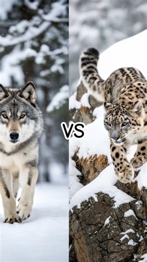 WOLF vs SNOW LEOPARD Who's the strongest? #wolf #snow #leopard #ai #shorts