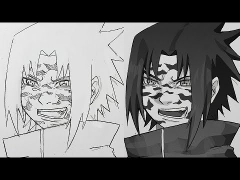 How To Draw SASUKE Curse Mark Mode - Step By Step TUTORIAL