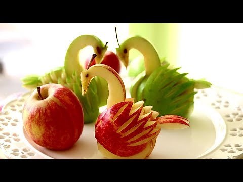 How to Make Apple Swan Garnish | Fruit & Vegetable Carving