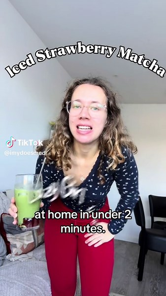 The strawberry iced matcha tutorial you didn’t know you needed!! Simple, easy and cost effective Check out the matcha powder via the TikTok shop link 💚