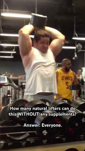 Heavy (130 lb) overhead triceps extensions by a natural, supplement-free weightlifter